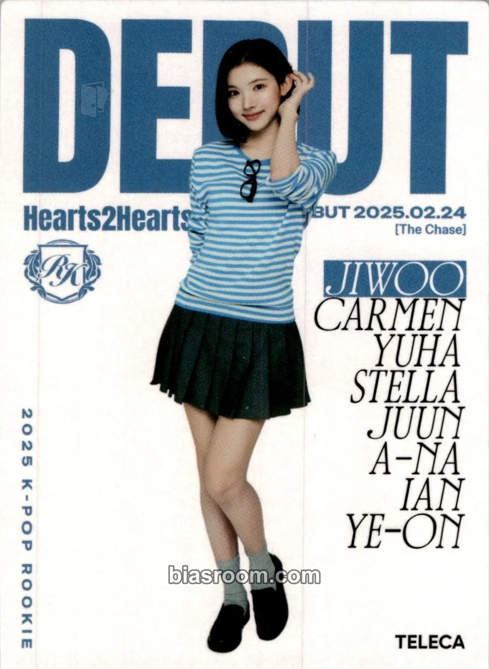 Jiwoo TELECA 2025 Kpop Rookie Photocard - Hearts2Hearts - Hearts2Hearts K-pop photocard