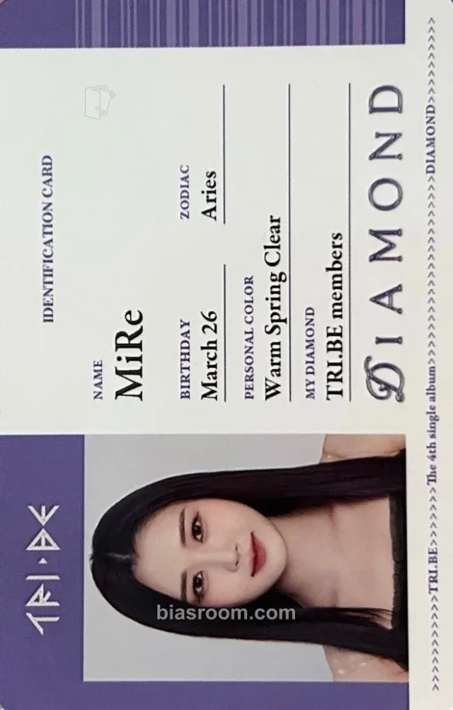 TRI.BE - Mire - Diamond Album id card album photocard album inclusion