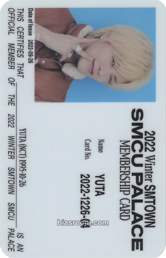 Yuta 2022 Winter SMTOWN: SMCU PALACE Photocard - NCT - NCT K-pop photocard