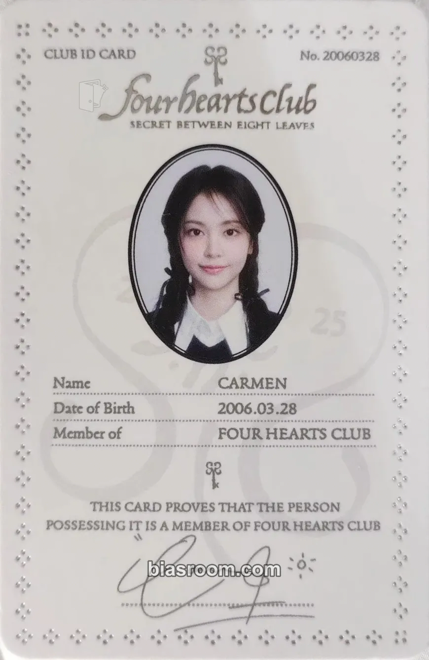 Carmen Four Hearts Club Official MD Photocard - Hearts2Hearts - Hearts2Hearts K-pop photocard