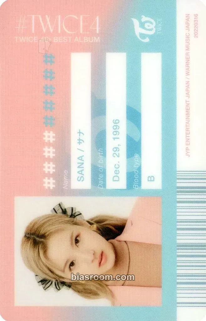 Sana #TWICE4 Photocard - TWICE - TWICE K-pop photocard