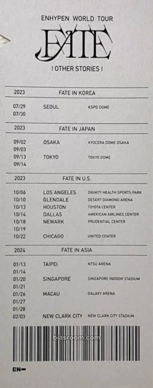 WORLD TOUR ‘FATE’ in Seoul & OTHER STORIES Photocard - ENHYPEN - ENHYPEN K-pop photocard