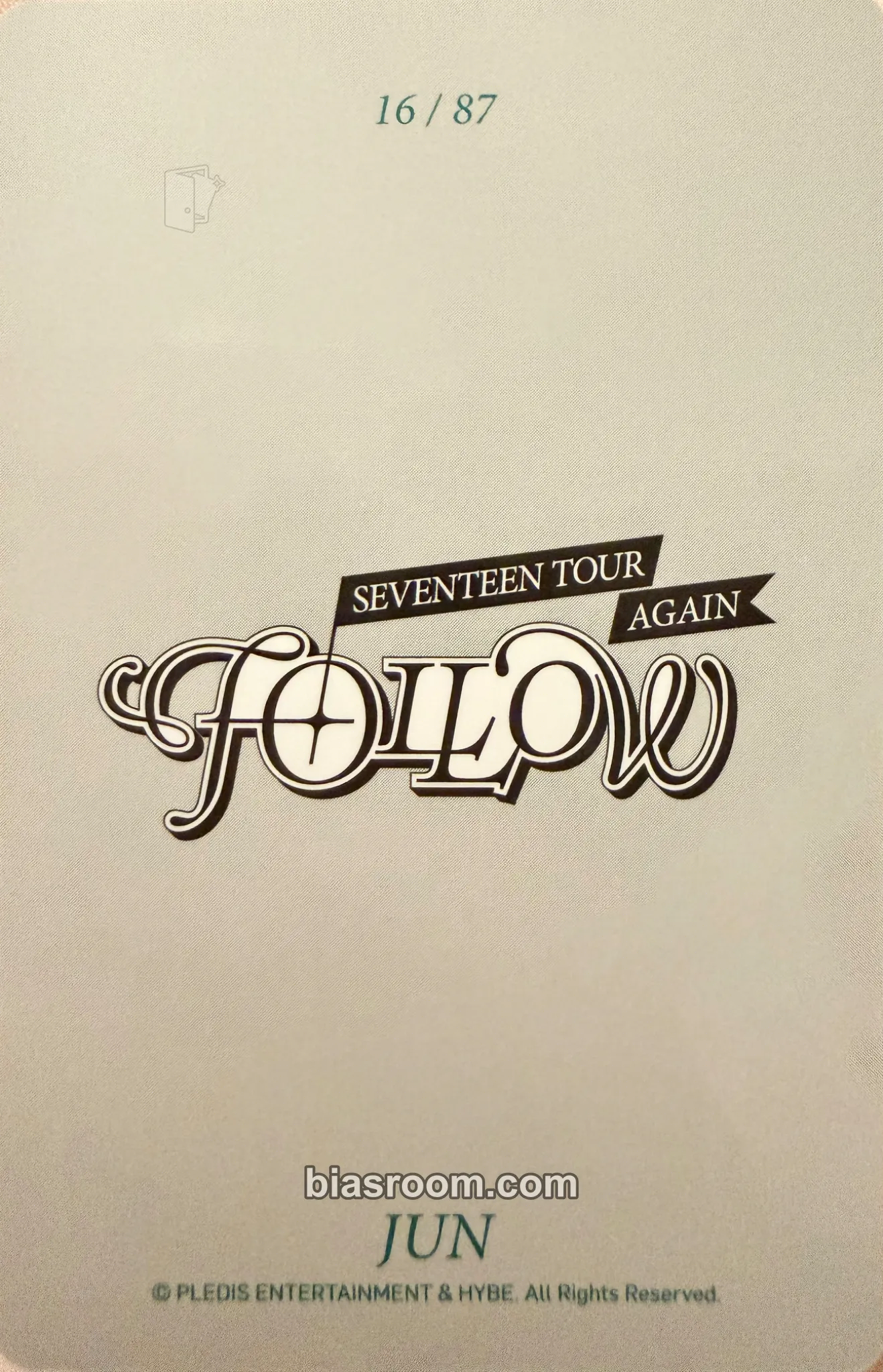 Jun [FOLLOW AGAIN] TOUR Photocard - SEVENTEEN | Bias Room