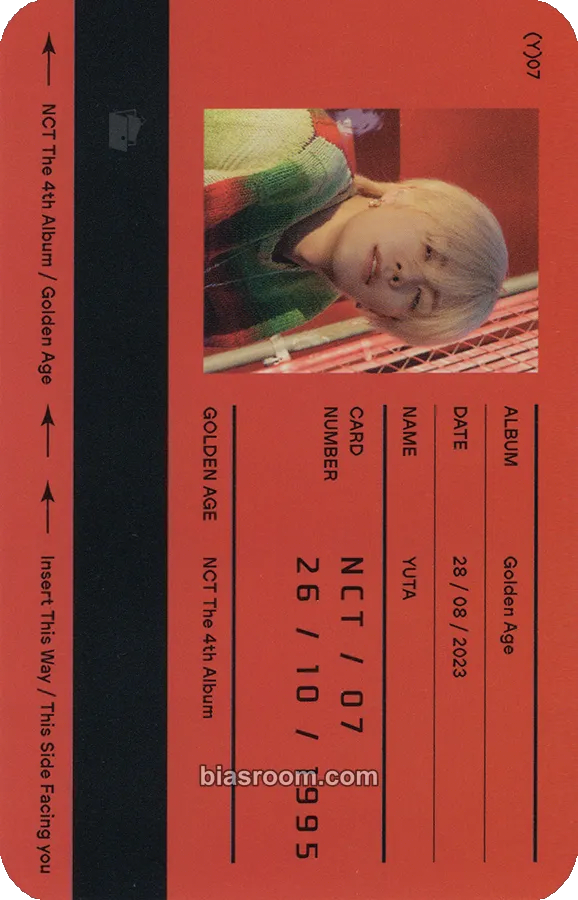 Yuta Golden Age Photocard - NCT - NCT K-pop photocard