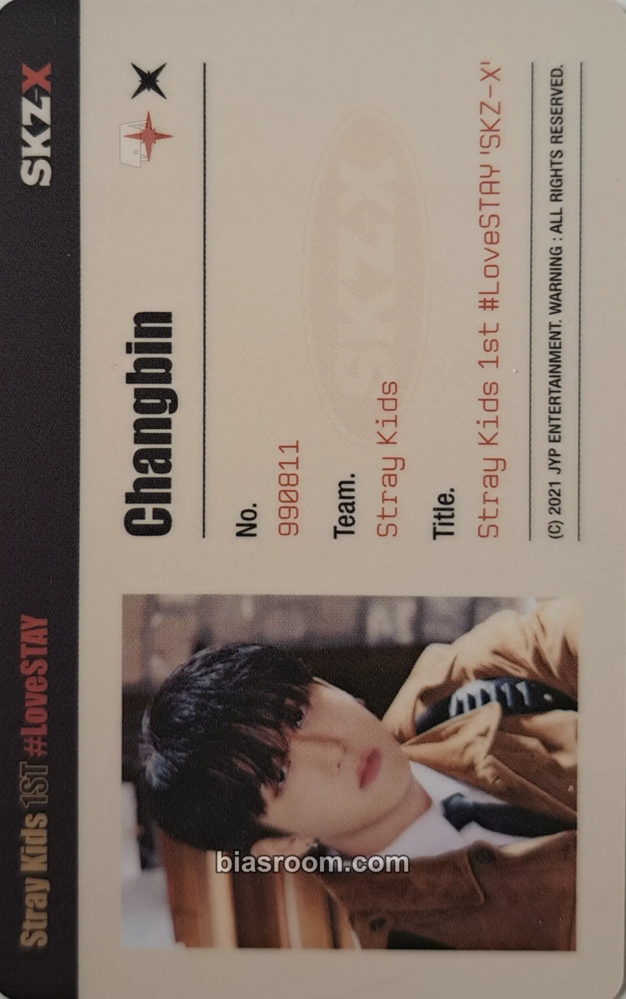 Changbin 1st #LoveSTAY - SKZ-X Photocard - Stray Kids - Stray Kids K-pop photocard