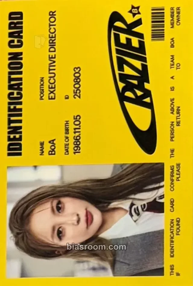 BoA - BoA - Crazier Album id card photo deco kit merch photocard