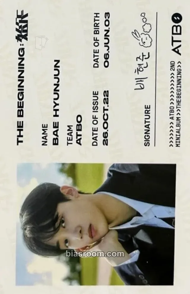 ATBO - Bae Hyunjun - The Beginning : 始作 Album album photocard progress version