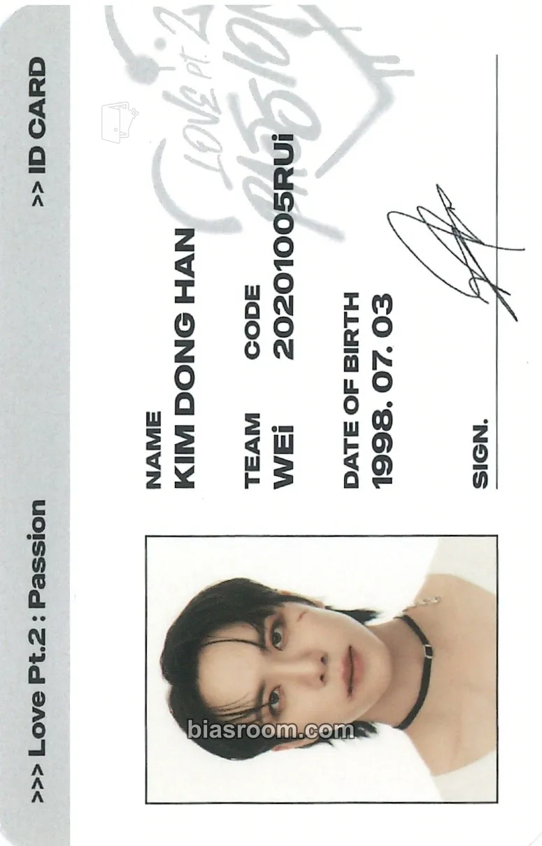 Donghan Love Pt.2 : Passion Photocard - WEi - WEi K-pop photocard