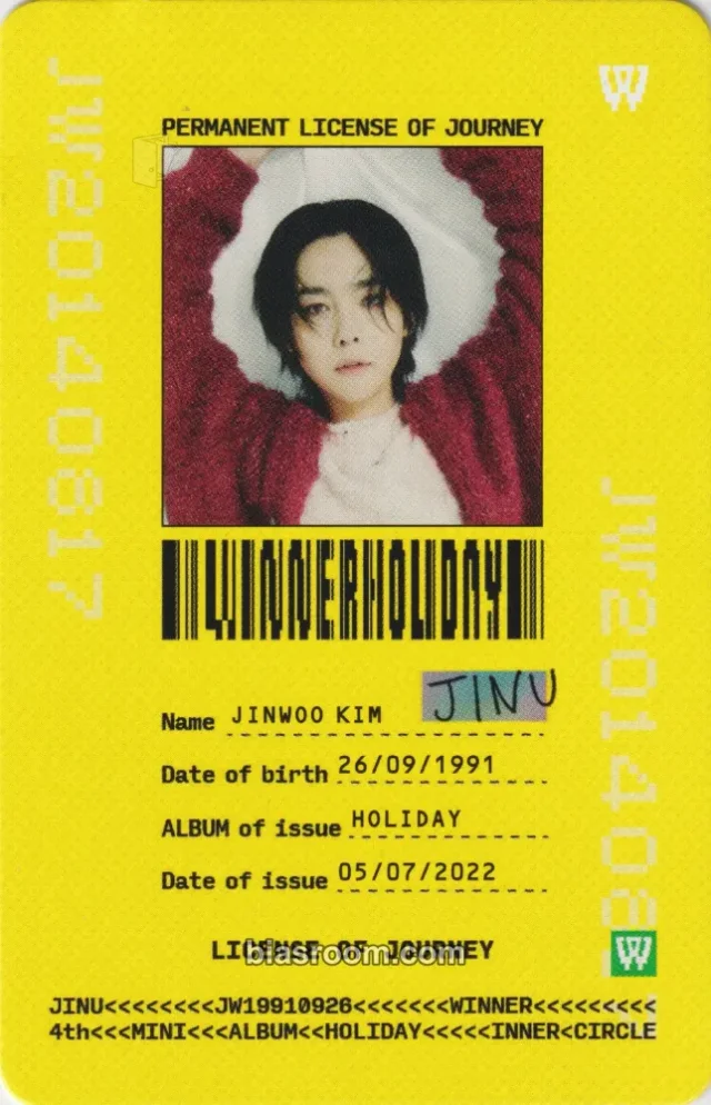 WINNER - Jinu - HOLIDAY Album id card