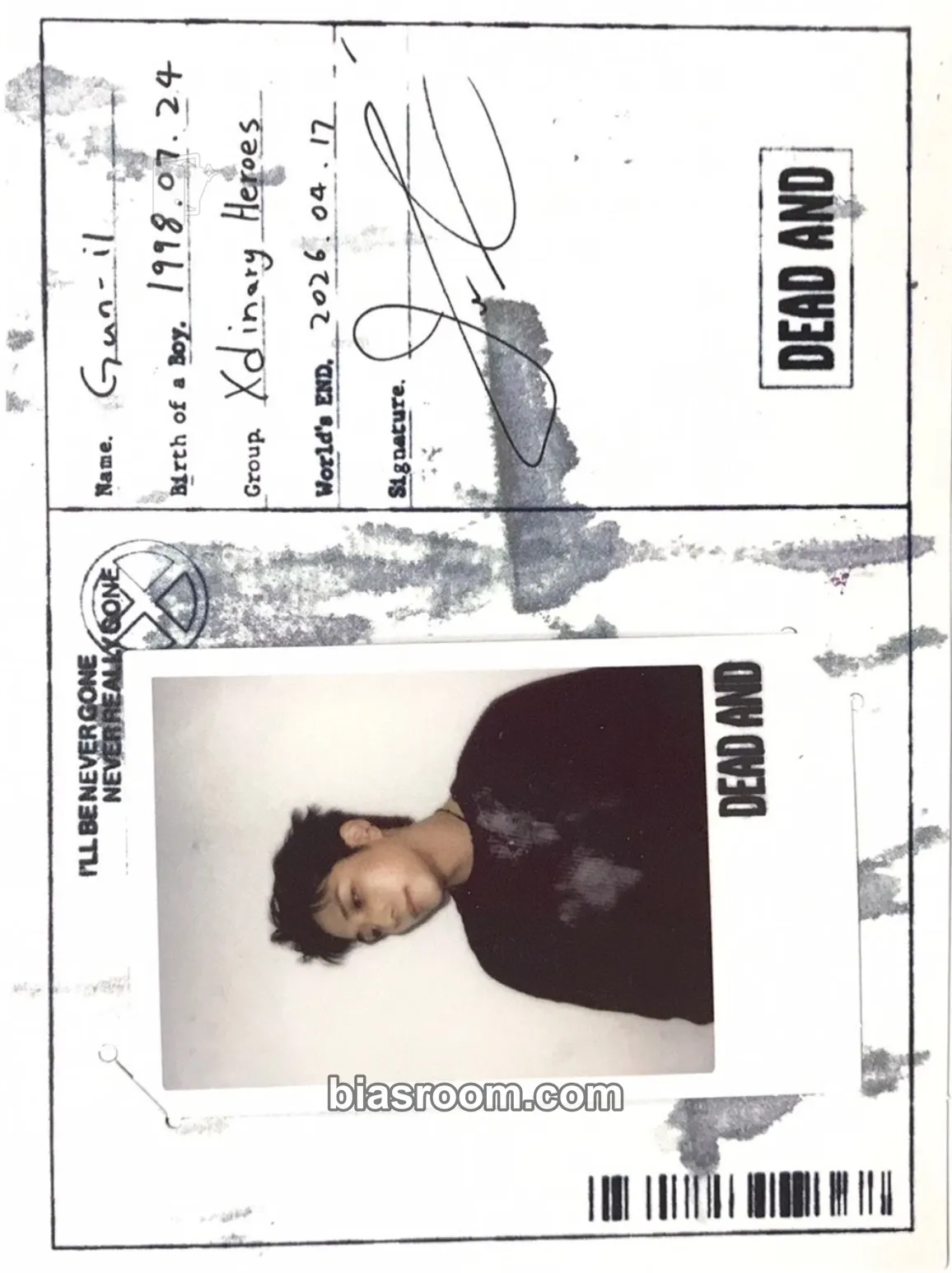 Gunil DEAD AND Photocard - Xdinary Heroes - Xdinary Heroes K-pop photocard