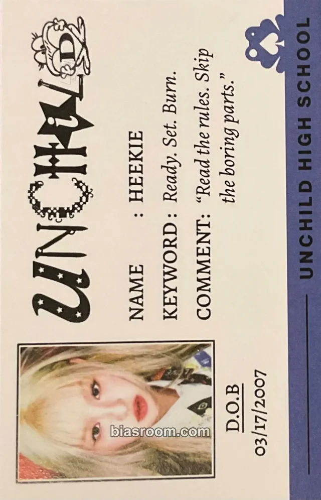 UNCHILD - Heekie - 2026 DEBUT POP UP Event id card pop-up store kpop nara
