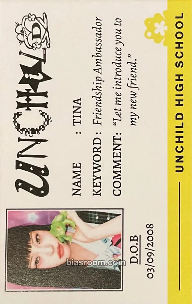 UNCHILD - Tina - 2026 DEBUT POP UP Event id card pop-up store kpop nara