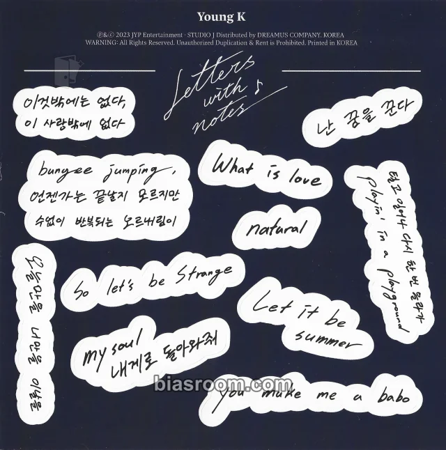 DAY6 - Young K - Letters with Notes Album digipack version digipack inclusion sticker sheet solo album