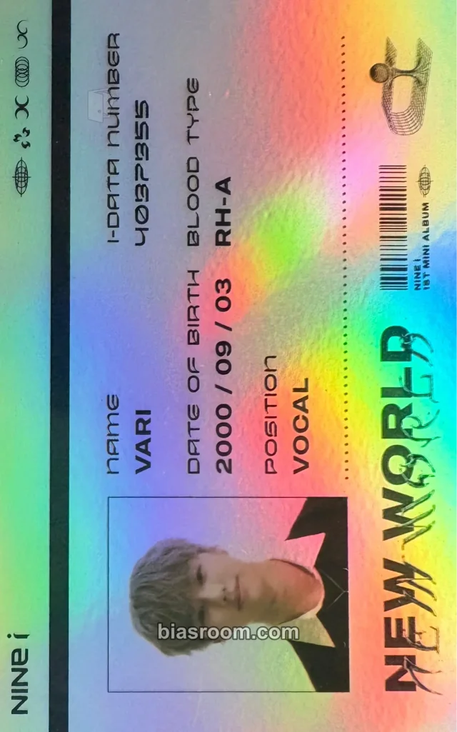 NINE.i - Vari - New World Album id card holographic (hologram) album photocard horizontal