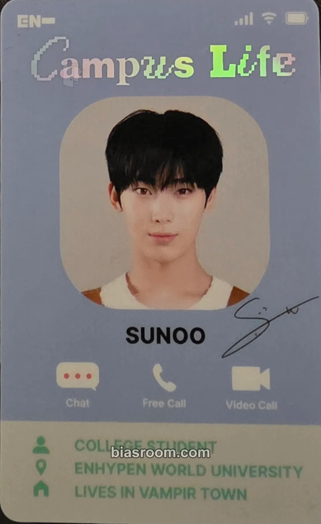 Sunoo ENHYPEN WORLD COUPON CARD COLLECTION Photocard - ENHYPEN - ENHYPEN K-pop photocard