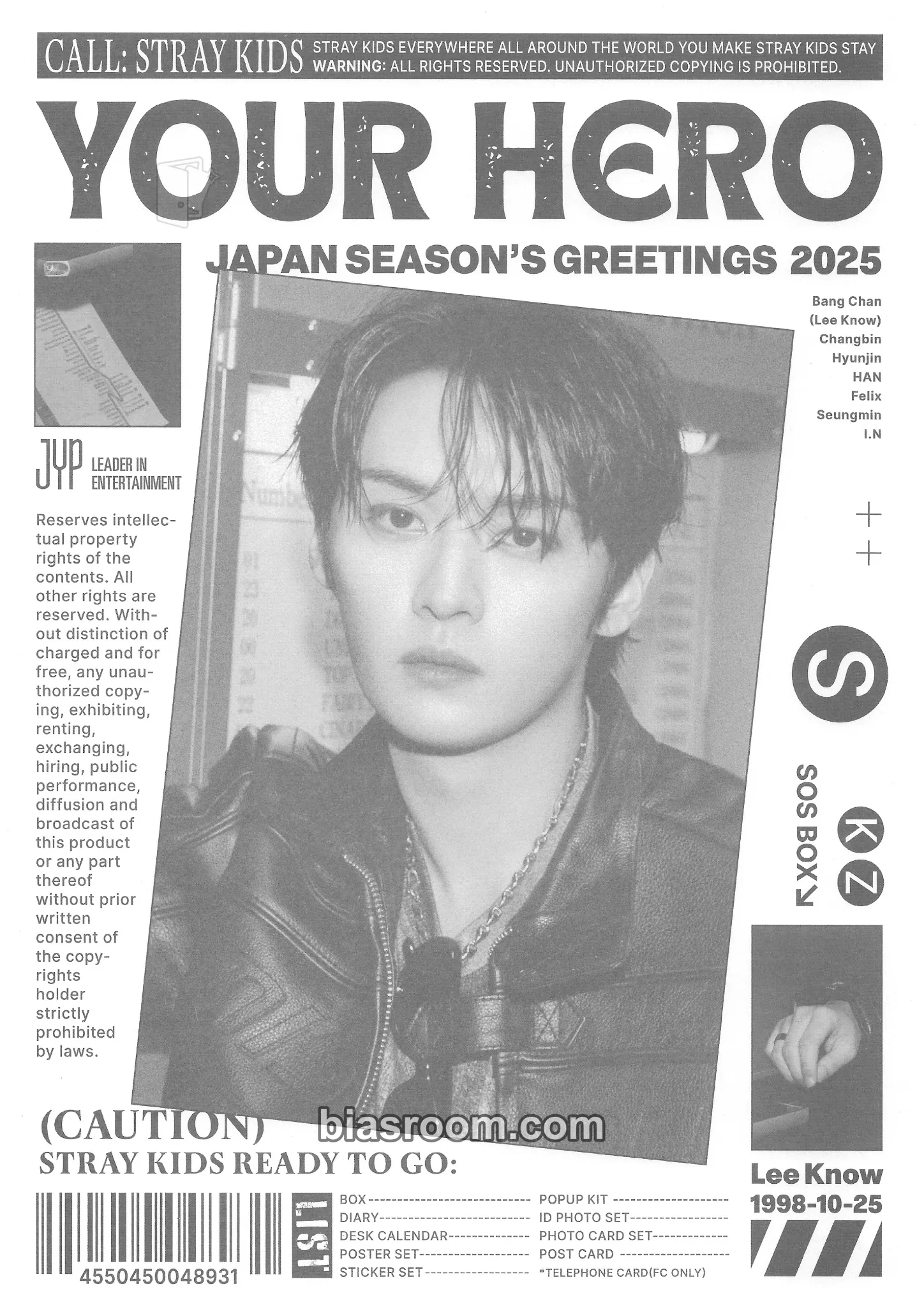 Lee Know 2025 Japan Season's Greetings - Your Hero Photocard - Stray Kids - Stray Kids K-pop photocard