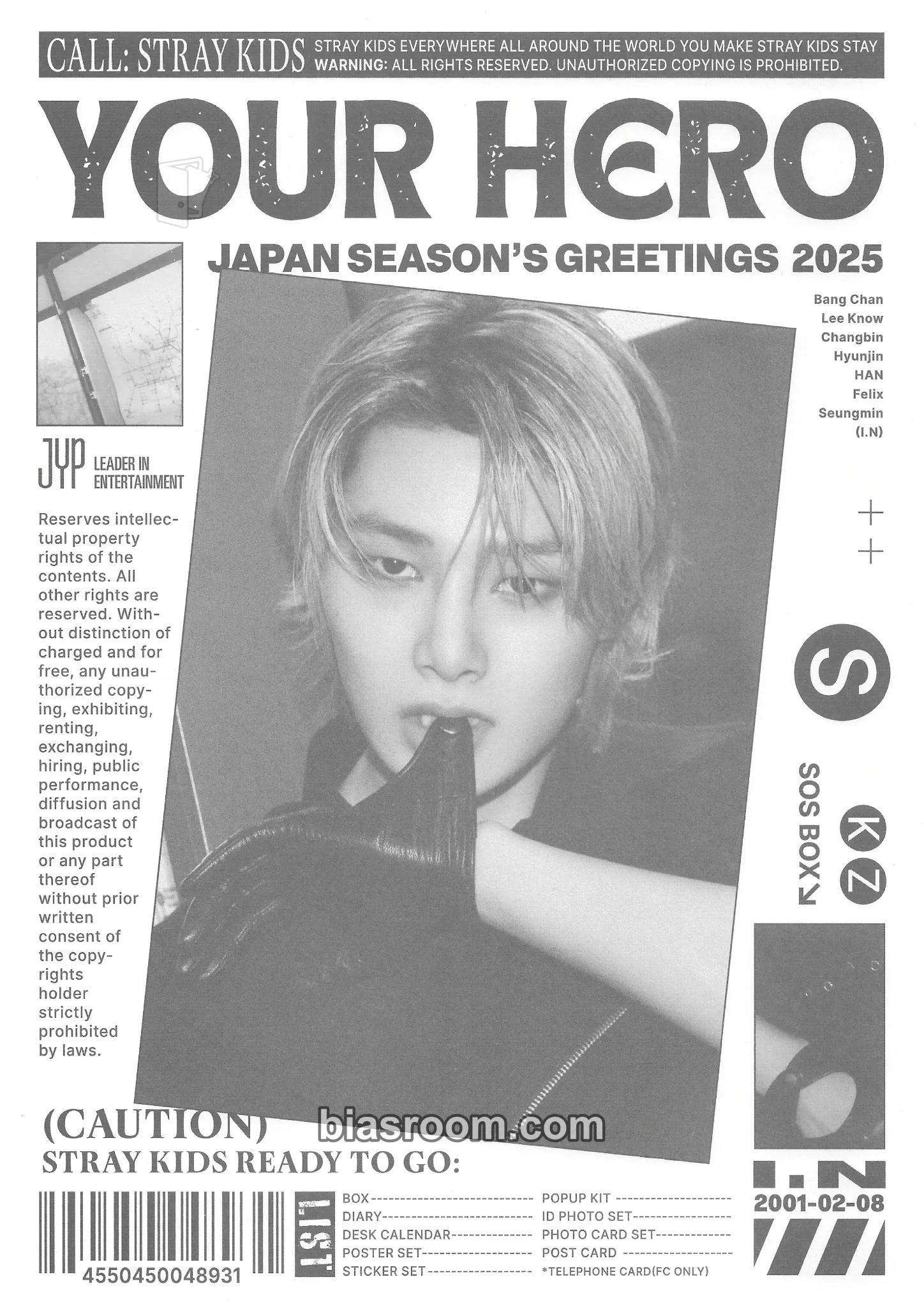 I.N 2025 Japan Season's Greetings - Your Hero Photocard - Stray Kids - Stray Kids K-pop photocard