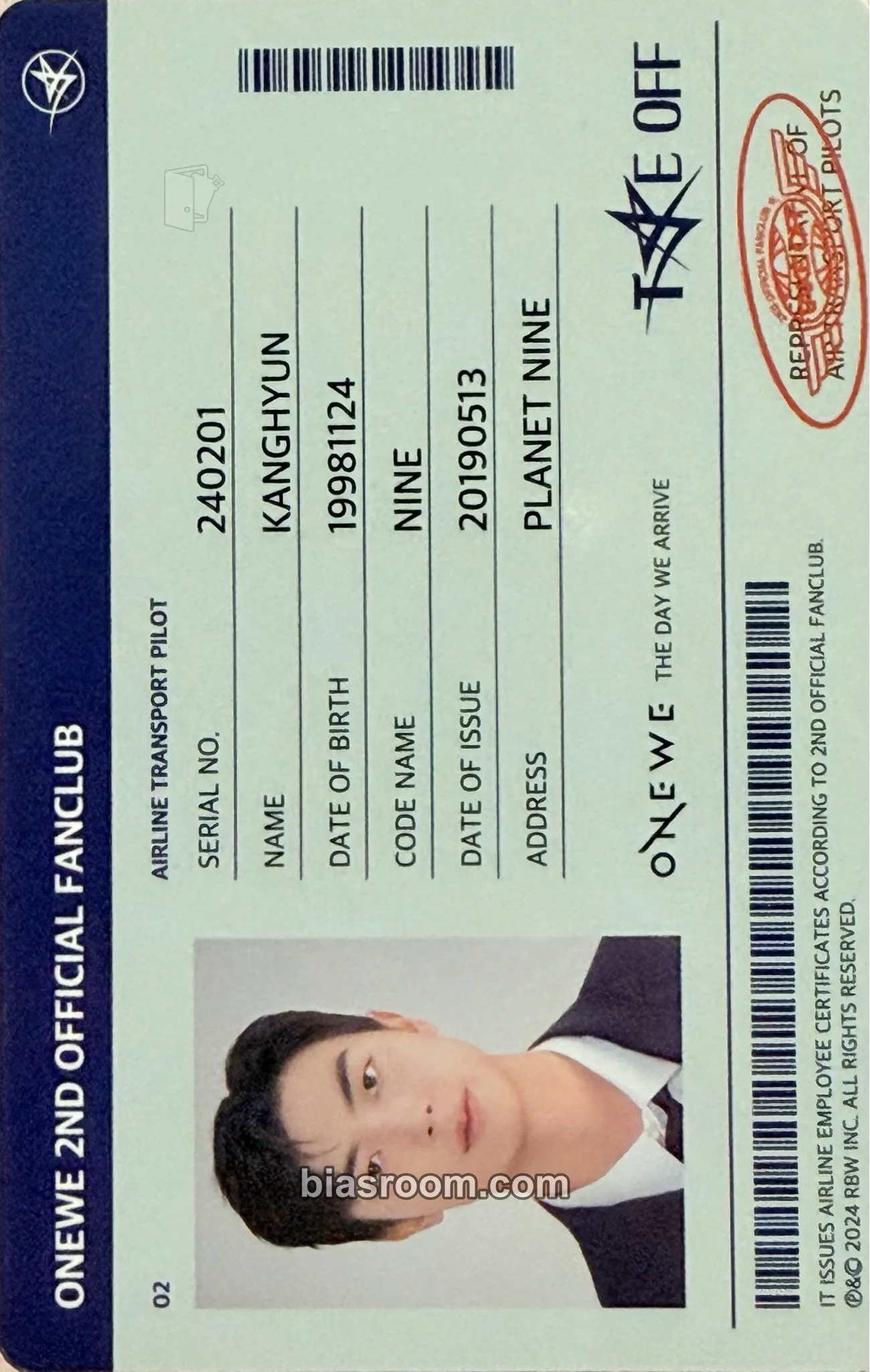 Kanghyun WEVE 2nd Official Membership Kit Take Off Photocard - ONEWE - ONEWE K-pop photocard