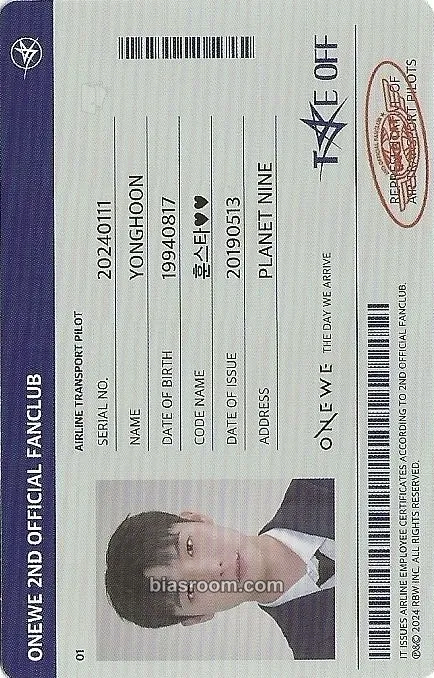 Yonghoon WEVE 2nd Official Membership Kit Take Off Photocard - ONEWE - ONEWE K-pop photocard
