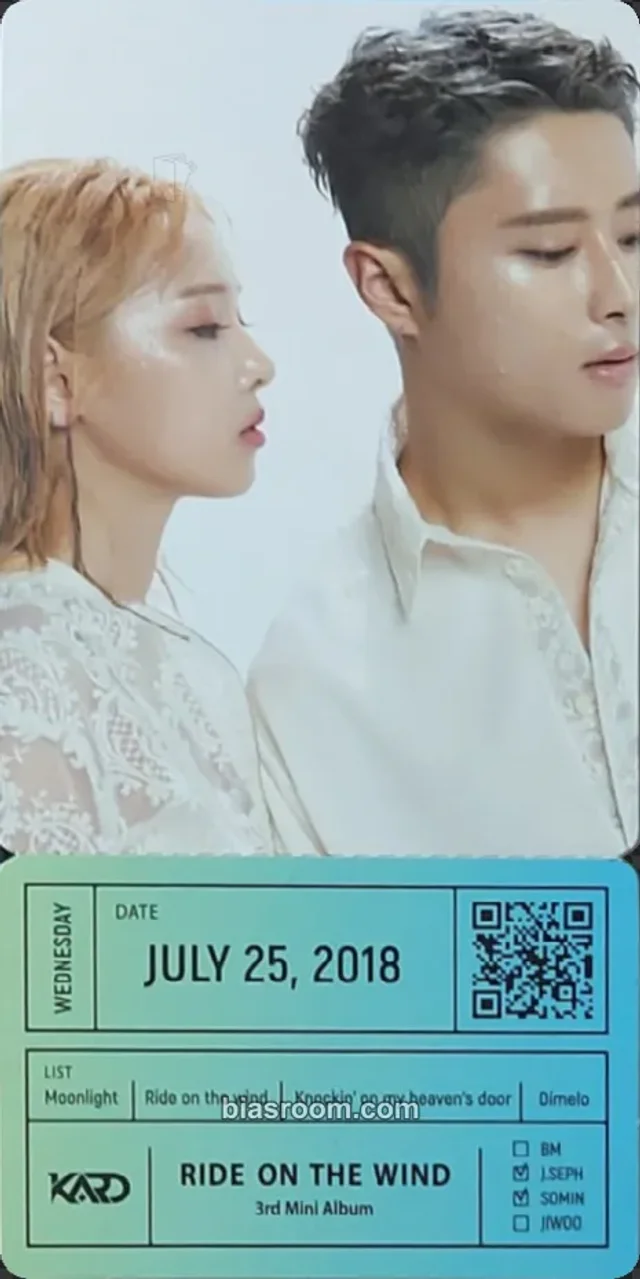 KARD - J.seph & Somin - KARD 3rd Mini Album 'RIDE ON THE WIND' Album album inclusion ticket