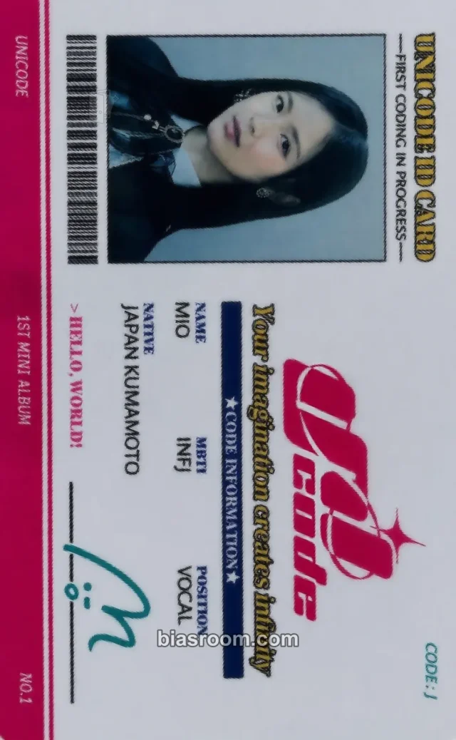 UNICODE - Mio - Hello, World! Code: J Album id card