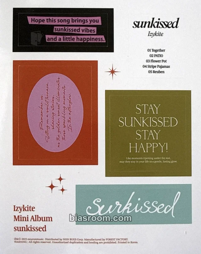 Izykite - Izykite - Sunkissed Album album inclusion sticker sheet