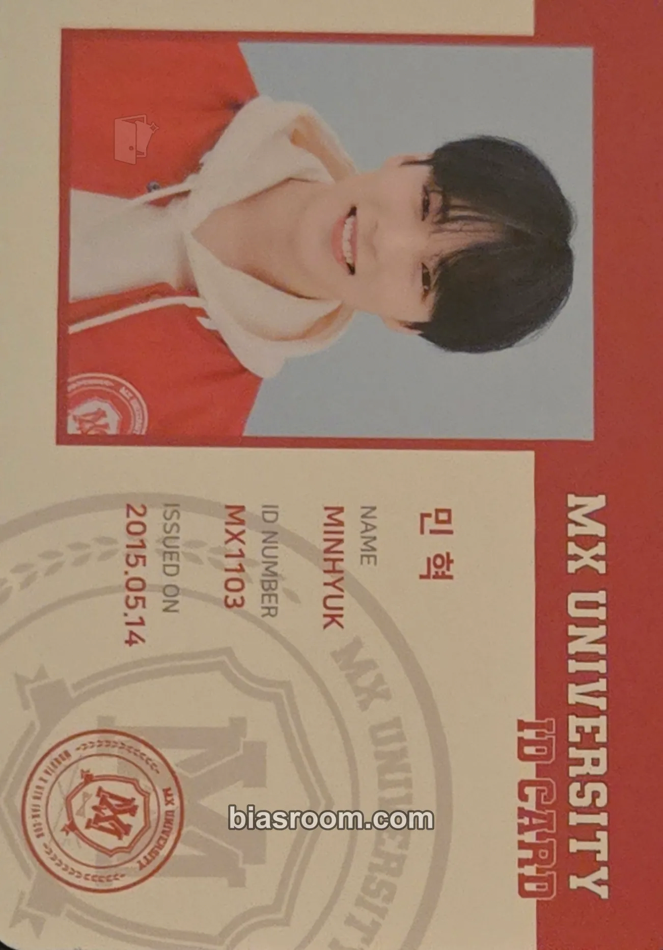 Minhyuk MX University - 2021 Fan Con Photocard - MONSTA X - MONSTA X K-pop photocard