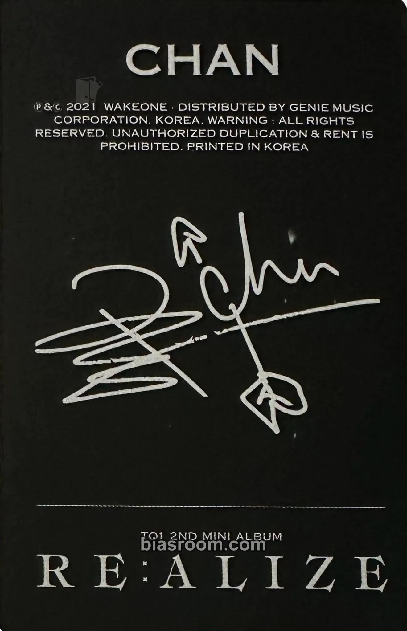 Chan RE:ALIZE Photocard - TO1 | Bias Room