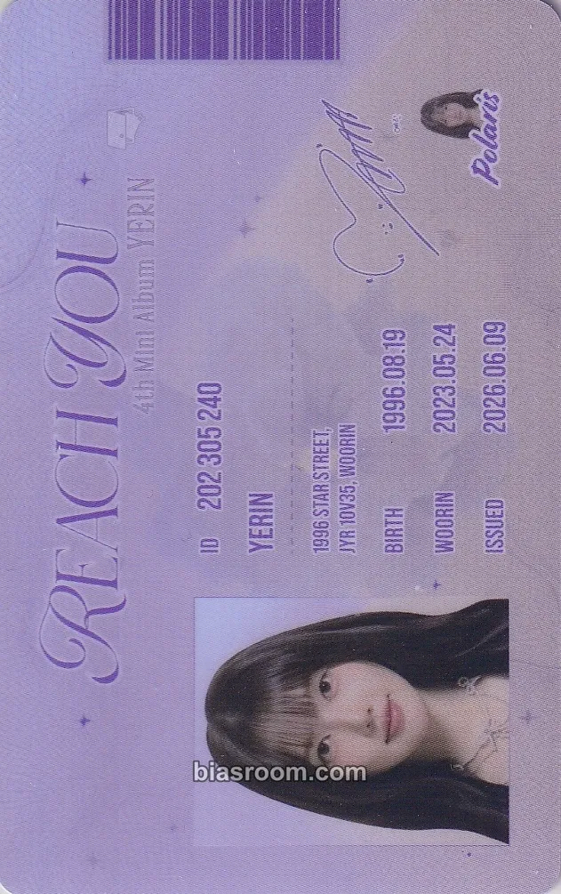 Yerin REACH YOU Photocard - Yerin K-pop photocard