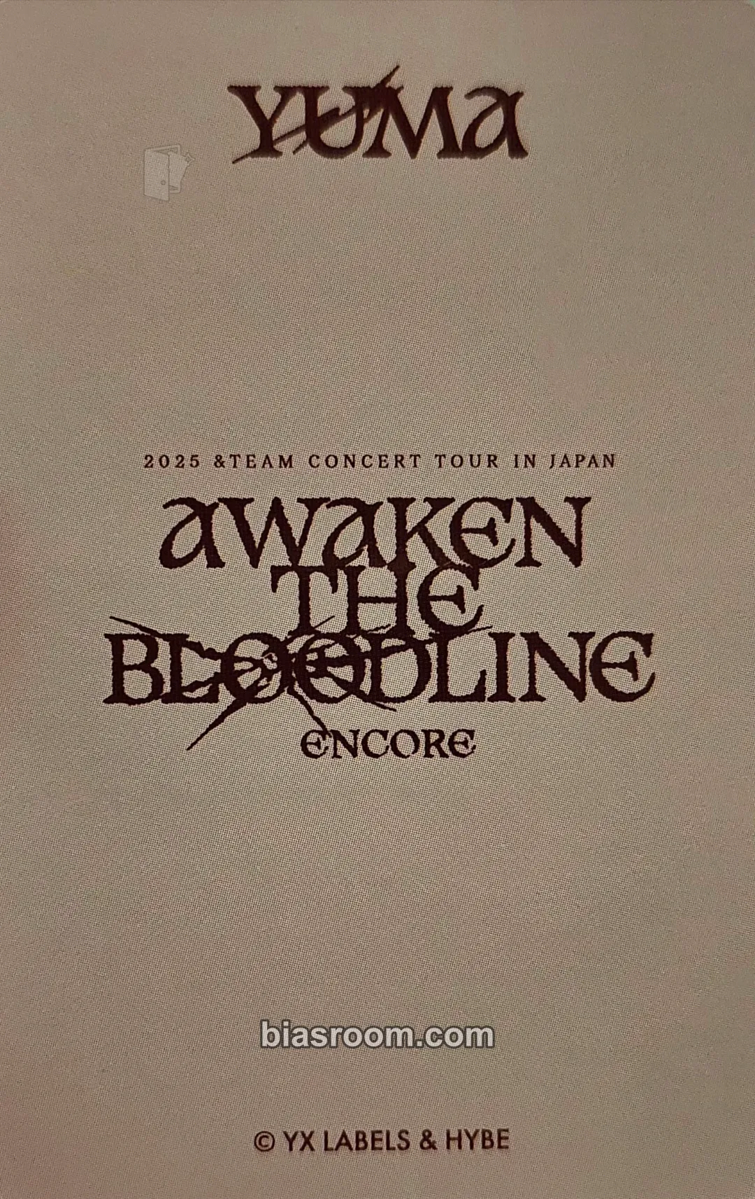 Yuma AWAKEN THE BLOODLINE (Asia Tour) Photocard - &TEAM | Bias Room