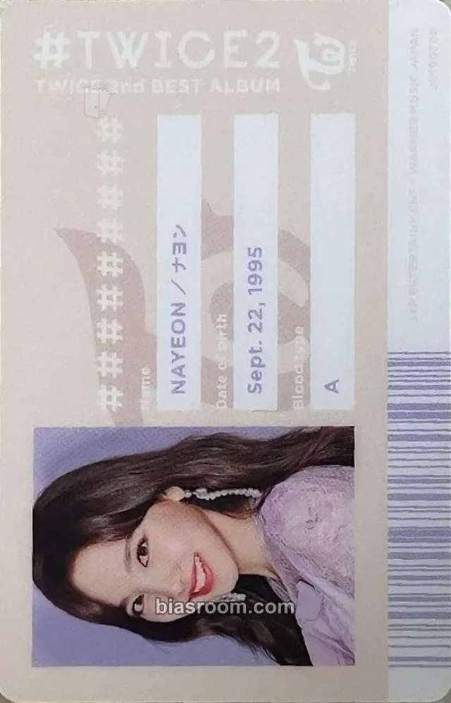 TWICE - Nayeon - #TWICE2 Album japan album photocard id card pvc card horizontal