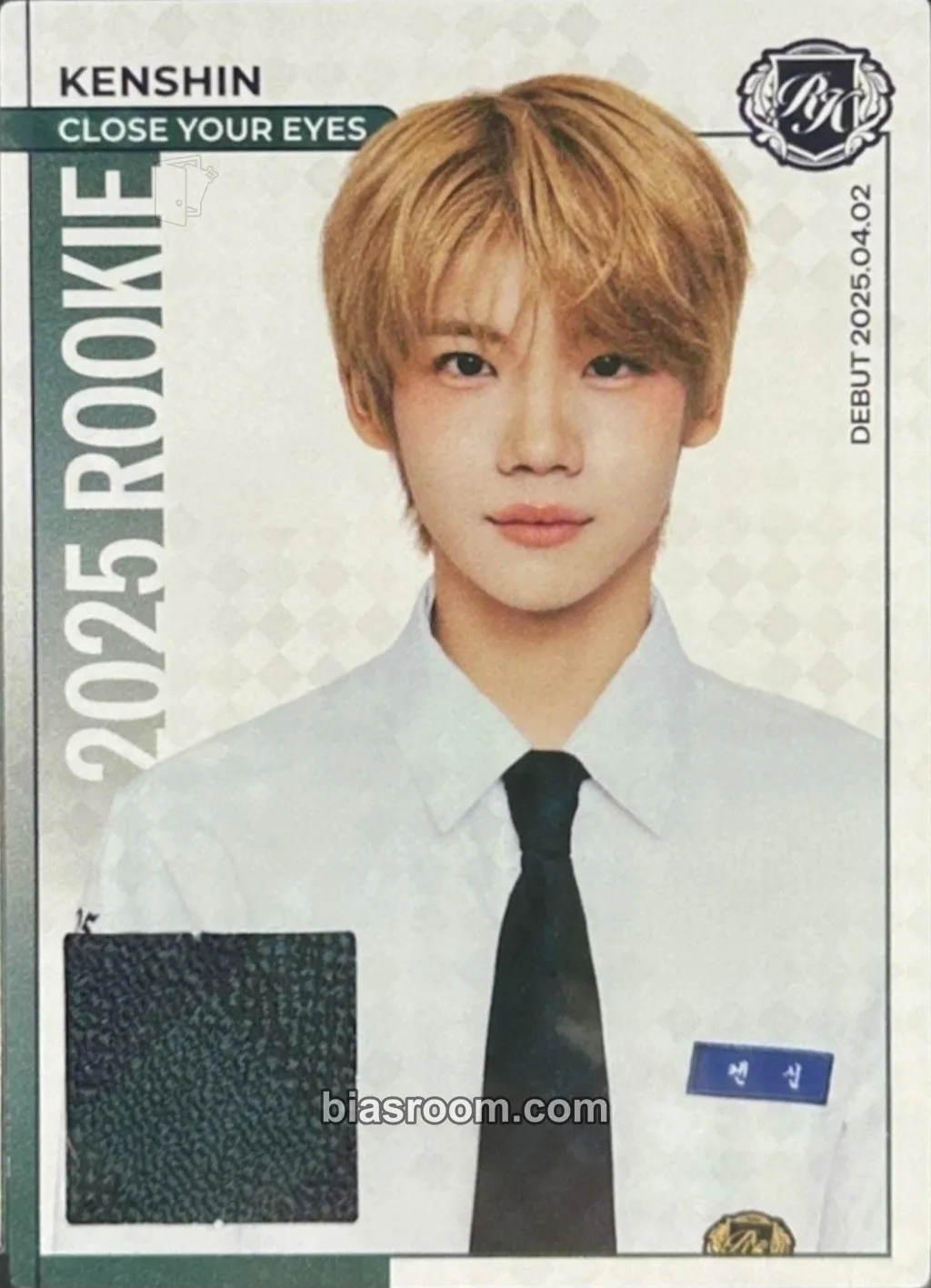 Kenshin TELECA 2025 K-POP ROOKIE COLLECTION CARDS Photocard - CLOSE YOUR EYES - CLOSE YOUR EYES K-pop photocard