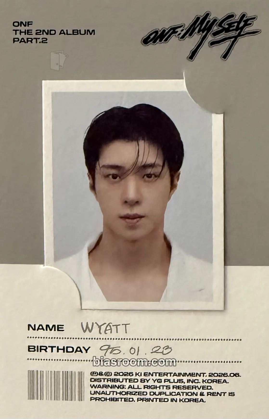 Wyatt ONF: MY SELF Photocard - ONF - ONF K-pop photocard