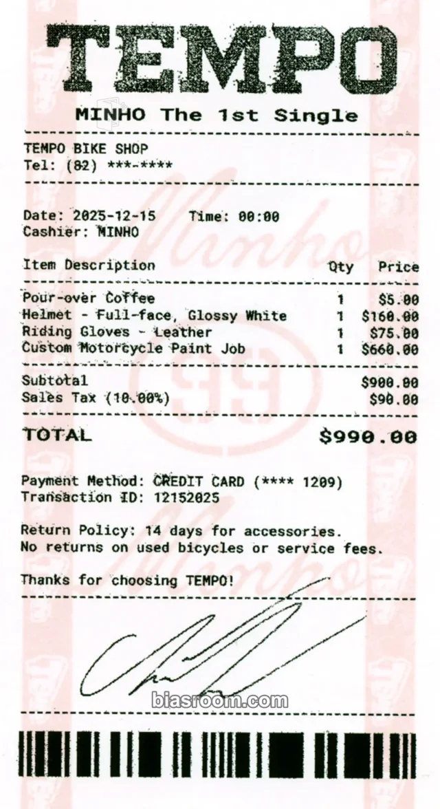 SHINee - Minho - TEMPO Album photo receipt album inclusion down version