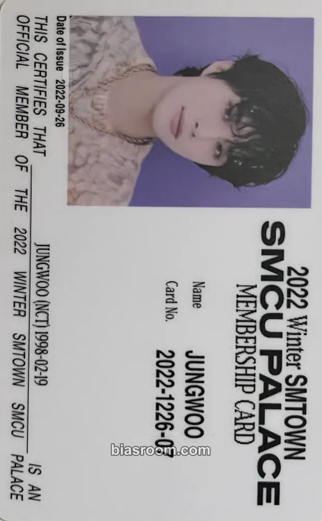 Jungwoo 2022 Winter SMTOWN: SMCU PALACE Photocard - NCT - NCT K-pop photocard