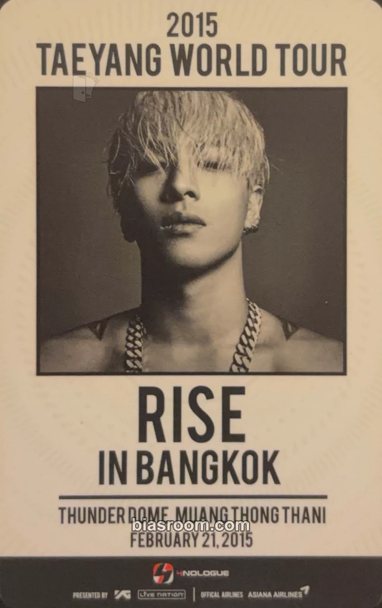 Taeyang Rise World Tour Photocard - BIGBANG - BIGBANG K-pop photocard