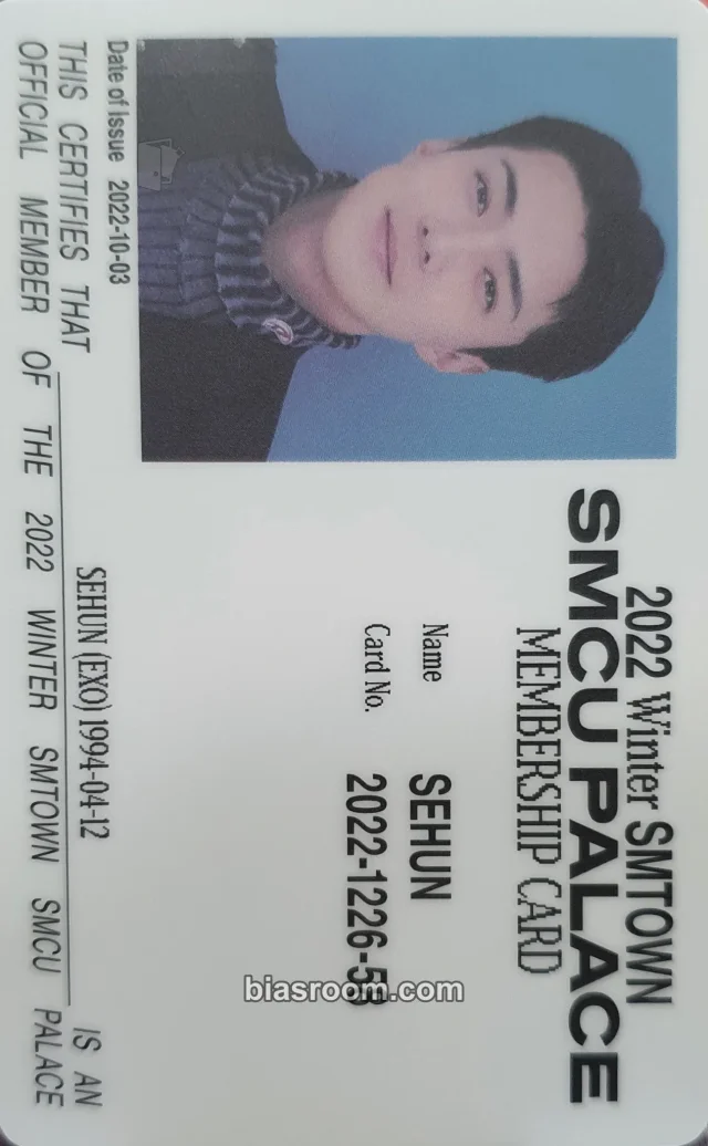 Sehun EXO 2022 Winter SMTOWN : SMCU Palace K-pop photocard