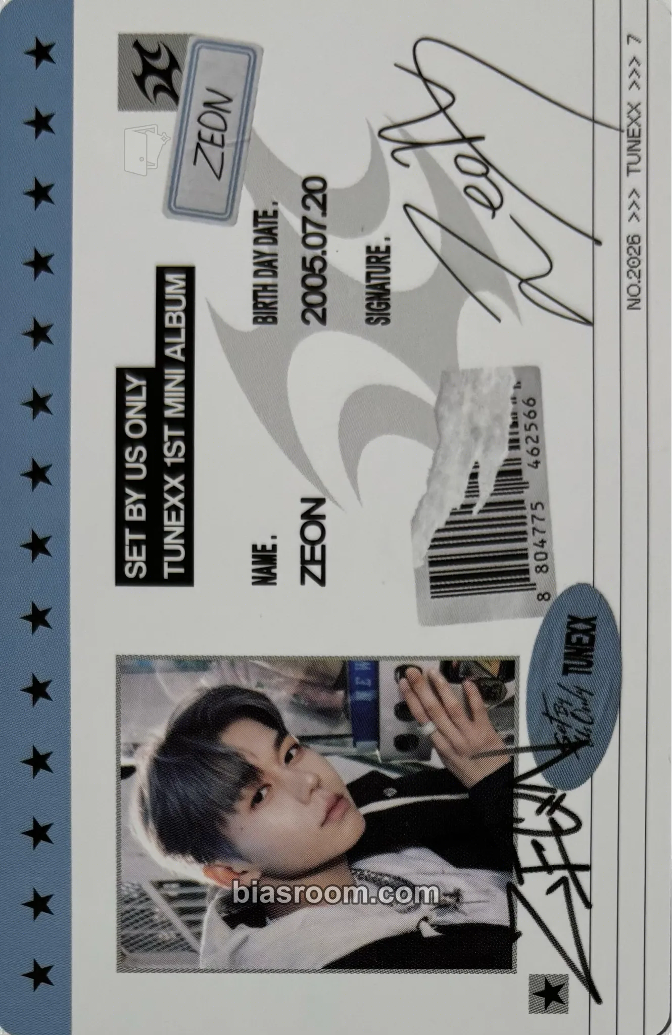Zeon SET BY US ONLY Photocard - TUNEXX - TUNEXX K-pop photocard