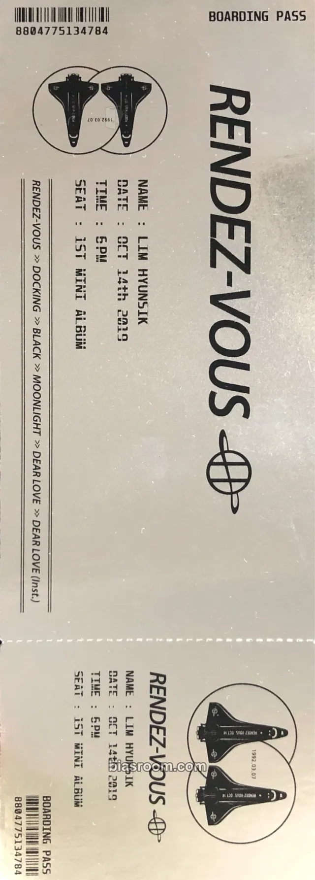 BTOB - Hyunsik - RENDEZ-VOUS (Hyunsik Solo) Album boarding pass boarding ticket album inclusion