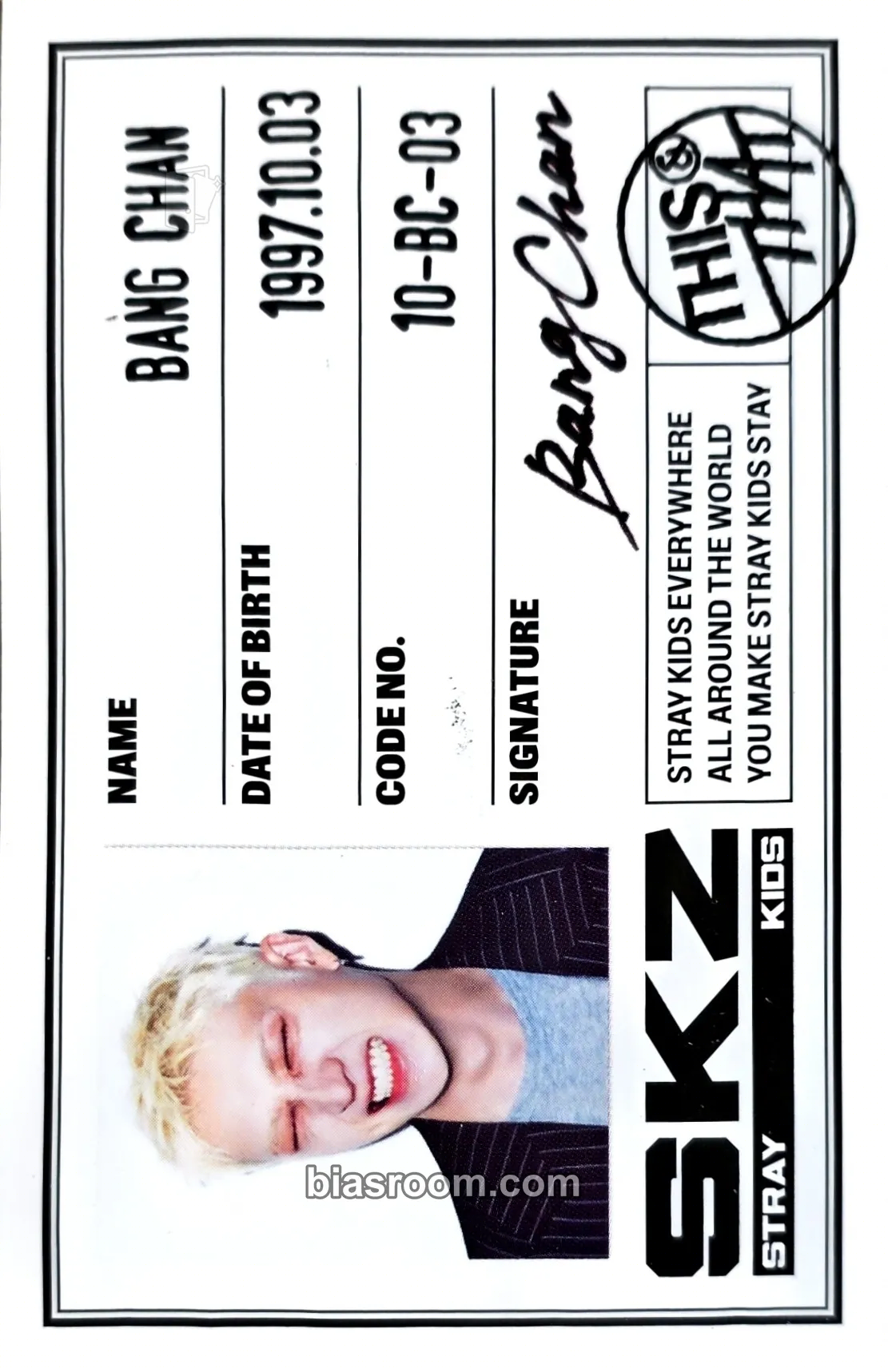 Bang Chan This & That Photocard - Stray Kids - Stray Kids K-pop photocard