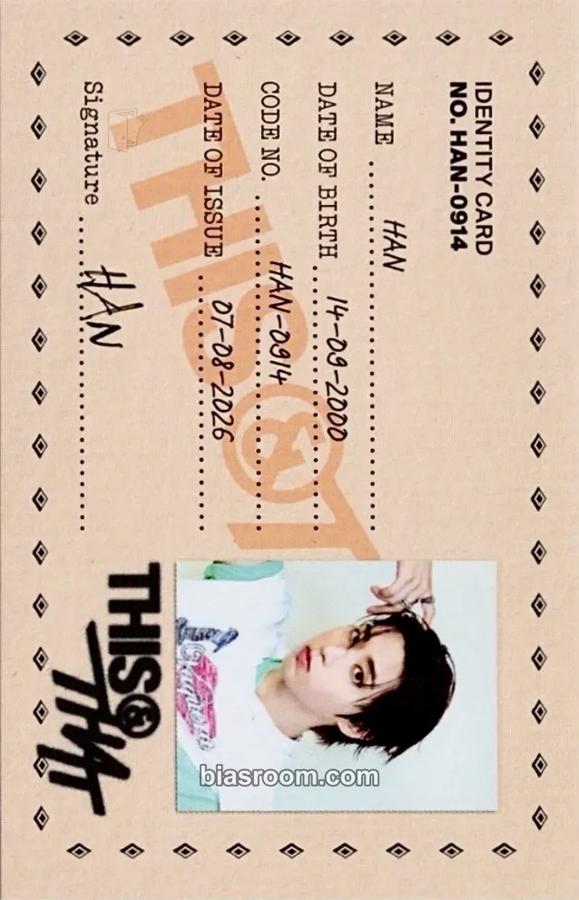 HAN This & That Photocard - Stray Kids - Stray Kids K-pop photocard