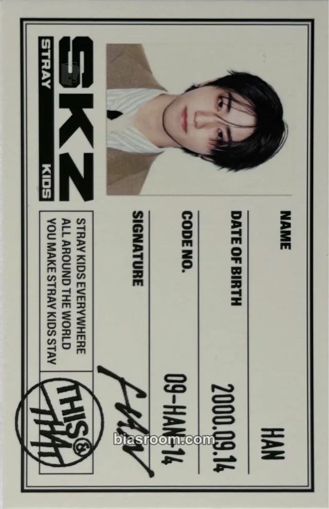 Stray Kids - HAN - This & That Album album photocard this version id card