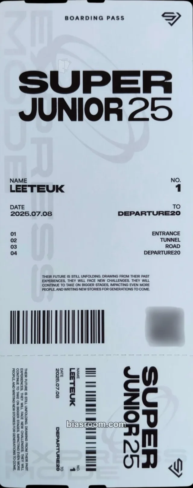 SUPER JUNIOR - Leeteuk - Super Junior25 Album album inclusion boarding pass photobook version member version