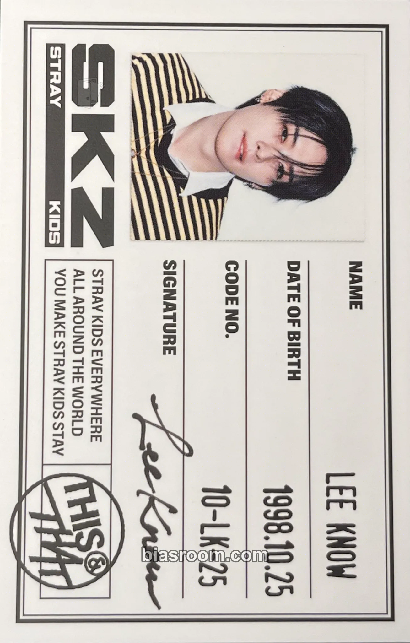 Lee Know This & That Photocard - Stray Kids - Stray Kids K-pop photocard
