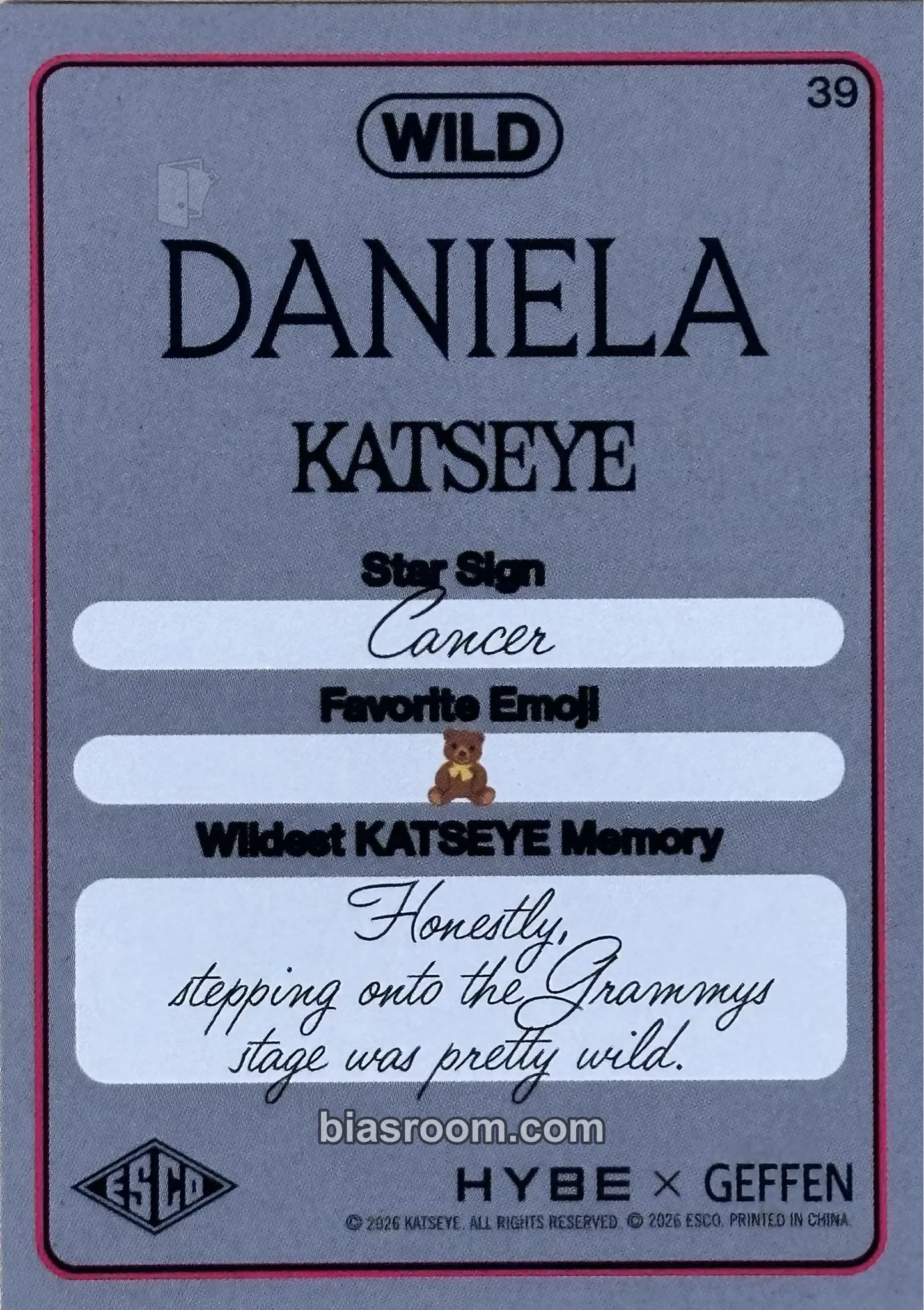 Daniela ESCO “WILD” Trading Cards Photocard - KATSEYE | Bias Room