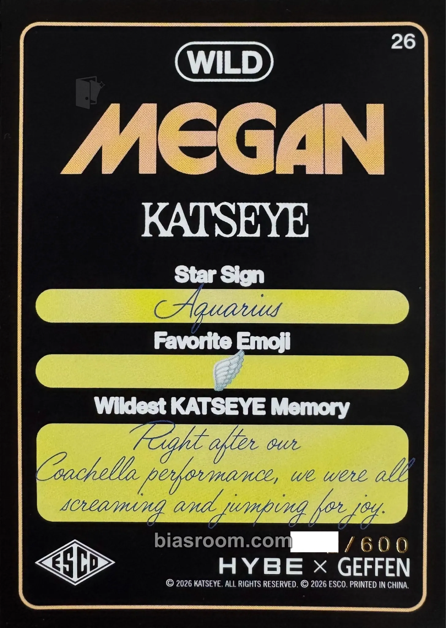 Megan ESCO “WILD” Trading Cards Photocard - KATSEYE | Bias Room