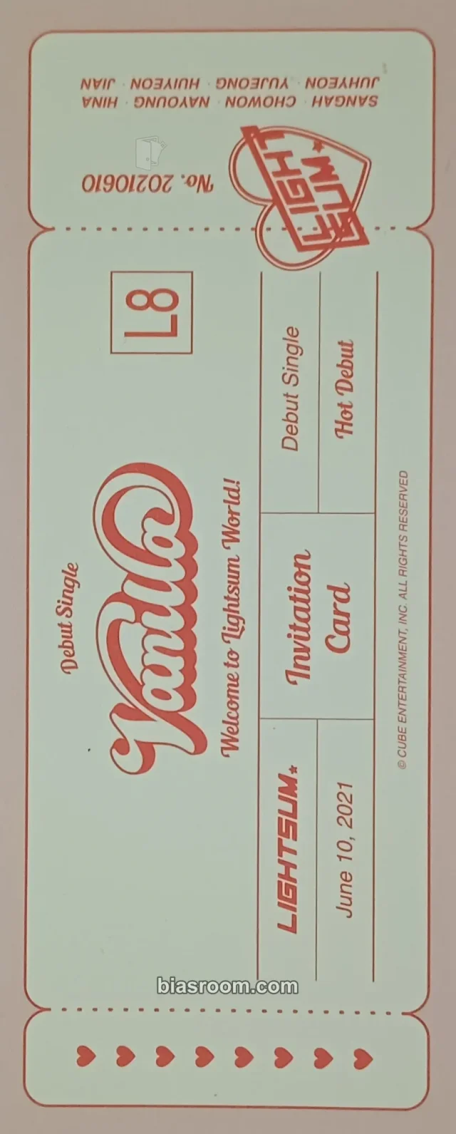 LIGHTSUM - Vanilla Album album inclusion invitation card