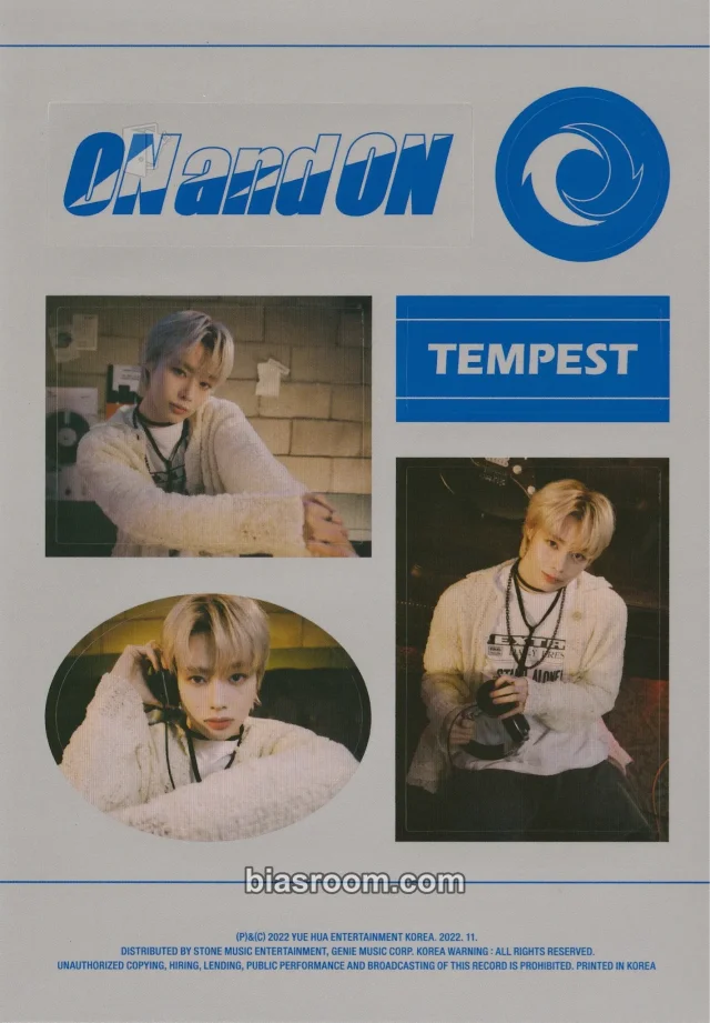 Tempest - Hanbin - ON and ON Album blue version album inclusion sticker sheet