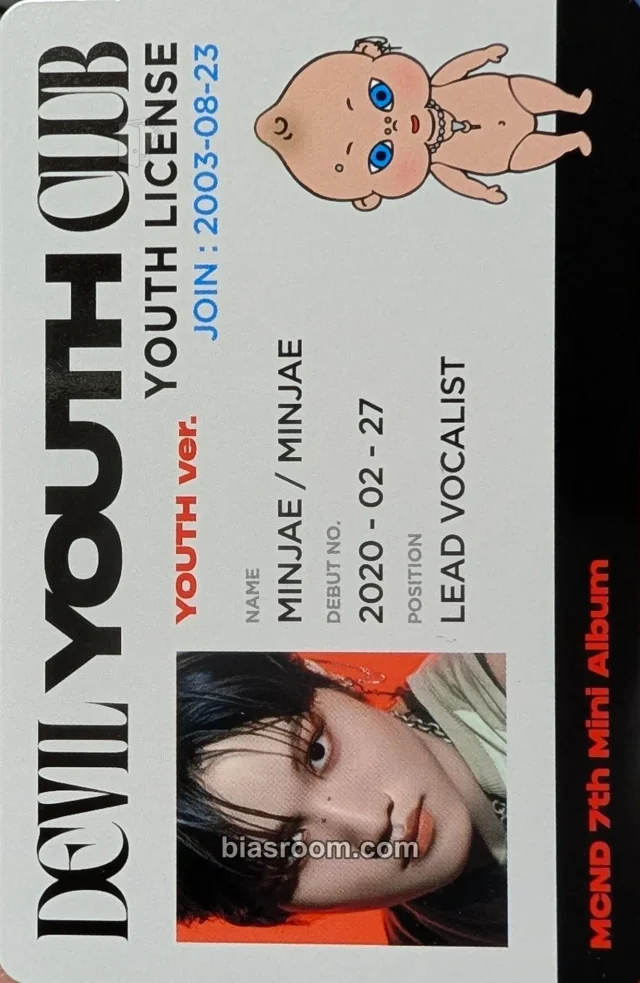 MCND - Minjae - Devil Youth Club Album album photocard youth version
