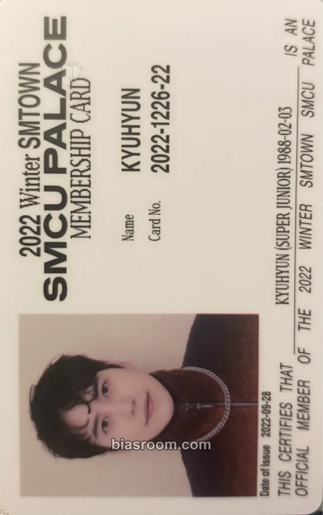 SUPER JUNIOR - Kyuhyun - 2022 Winter SMTOWN: SMCU Palace Album id card album photocard membership card version